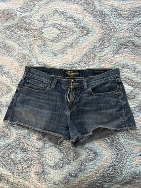 Lucky Brand Dark Blue Frayed Denim Jean Shorts